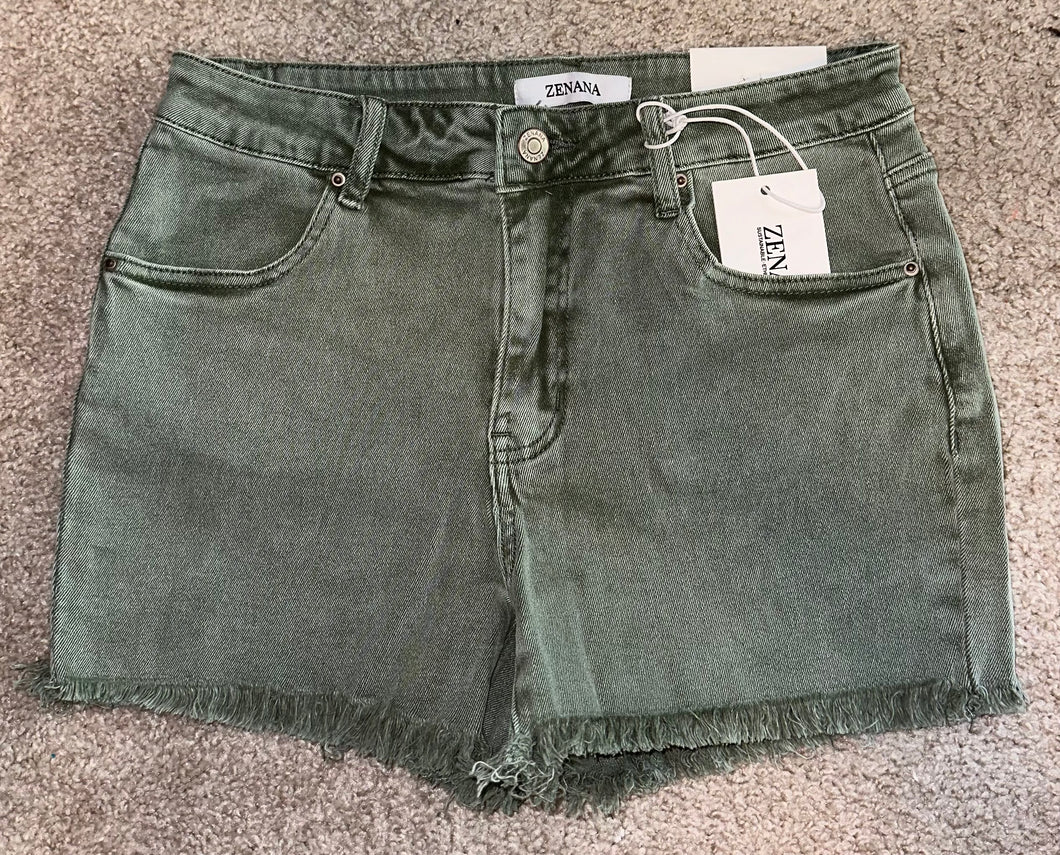 ZENANA Olive color Jean shorts