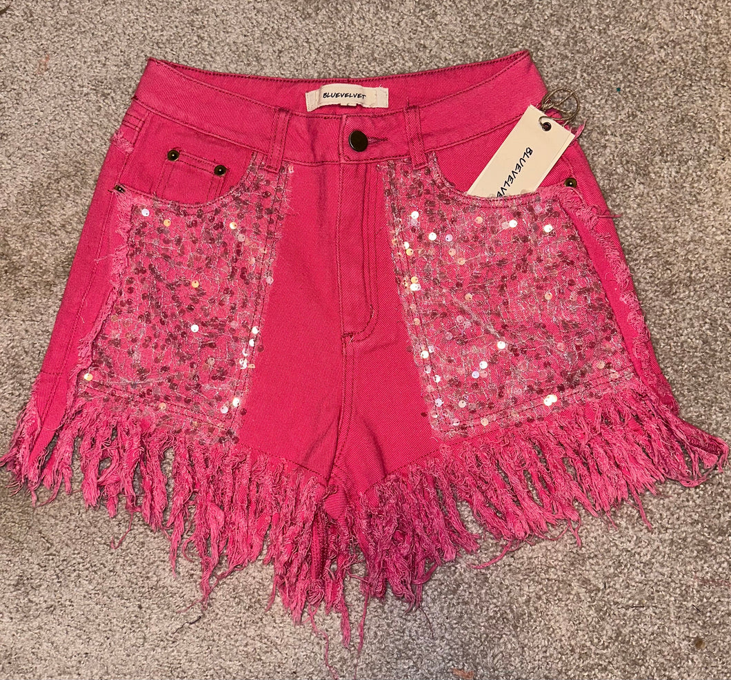 Bluevelvet sequin pink shorts