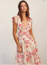 Load image into Gallery viewer, Flutter Sleeves V-Neck Floral Dress
