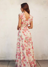 Load image into Gallery viewer, Flutter Sleeves V-Neck Floral Dress
