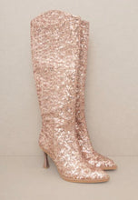 Load image into Gallery viewer, Rose Gold sequin boots
