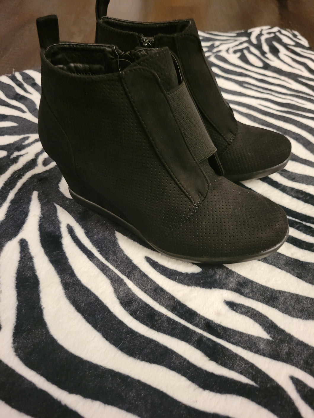 Black Wedge Bootie