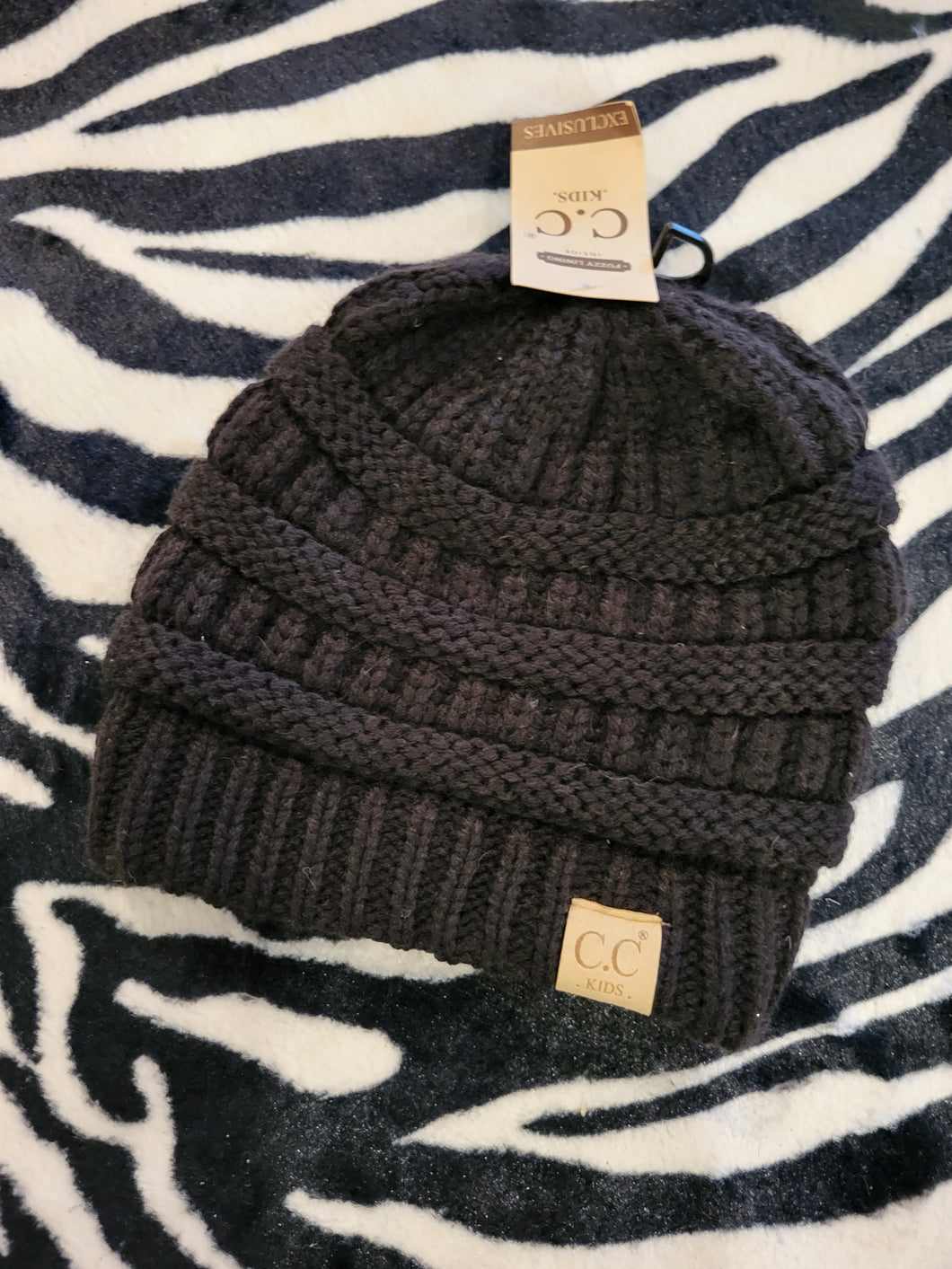 Kids Black CC Beanie