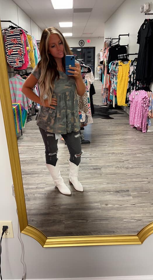 Camo Babydoll Top