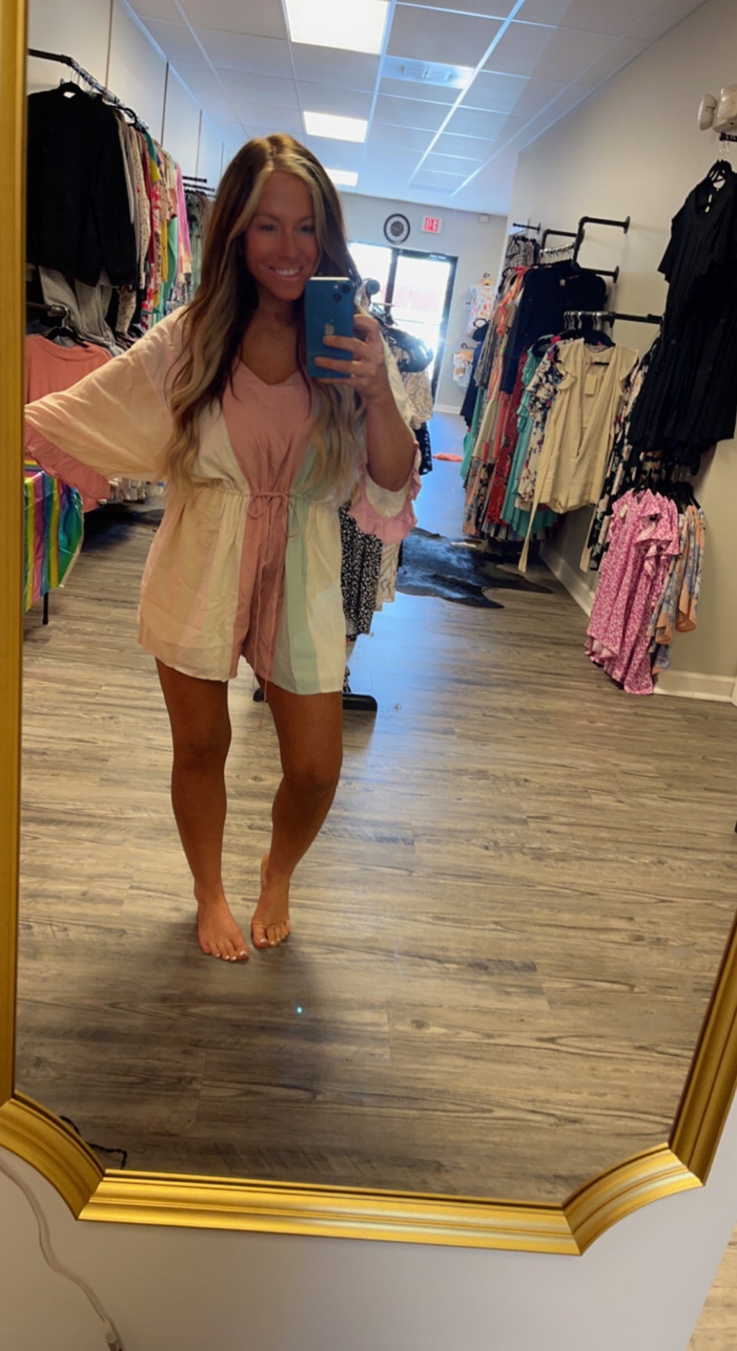 Pastel cinched waist romper